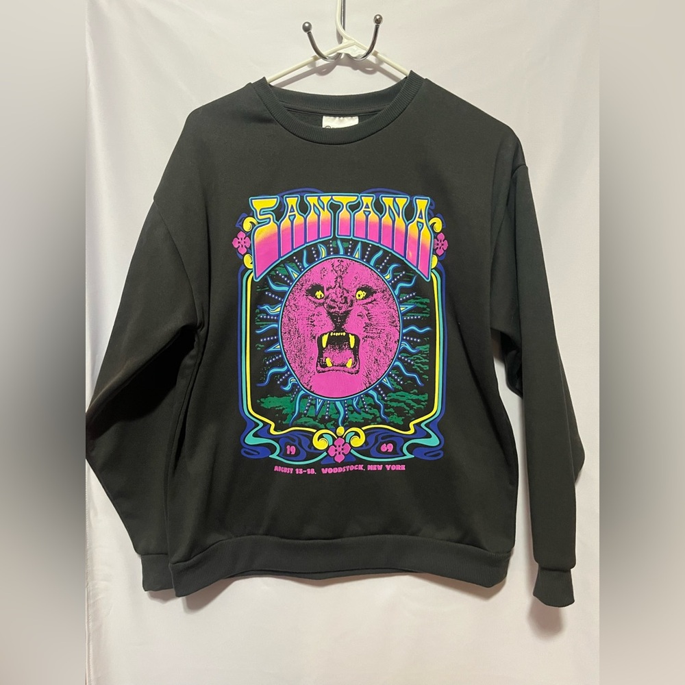 Carlos by Carlos Santana Black Graphic Crewneck Sweater